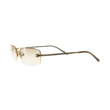 Chanel Clear Rhinestone Logo Rimless Mini Sunglasses