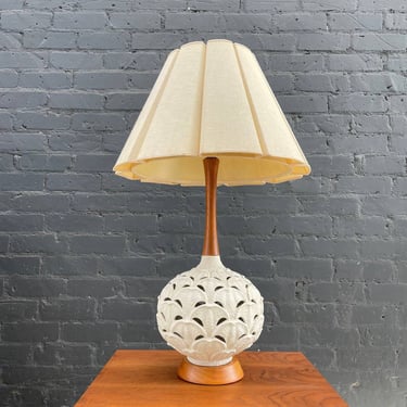 Mid-Century Modern Ceramic and Walnut Table Lamp, c.1960’s 