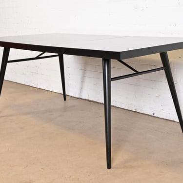 Paul McCobb Planner Group Black Lacquered Extension Dining Table, Newly Refinished
