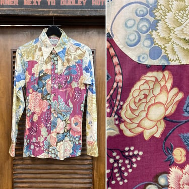 Vintage 1970’s “Gentleman John” Glam Rock Floral Mod Rocker Shirt, 70’s Tapestry, Vintage Clothing 
