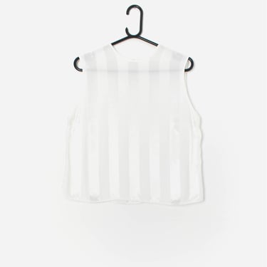Vintage St Michael striped vest top in ivory - Medium / Large 