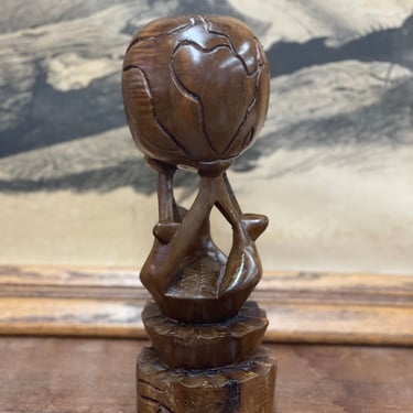 Vintage Wooden African Global Unity Recognition Award Sculpture unique find wood carved antique cool gift woodwork home decor decorative art 
