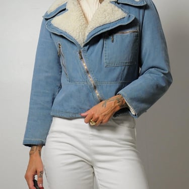 1970's Denim Sherpa Motorcycle Jacket