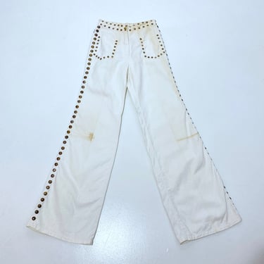 White Studded Elvis Bellbottoms, Vintage from The Angell Collection