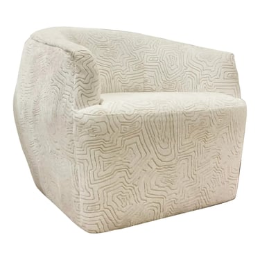 Hooker Abstract Modern White and Beige Velvet Vero Swivel Chair