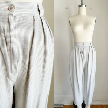 Vintage 1980s High Rise Gingham/Check Pants / XS 