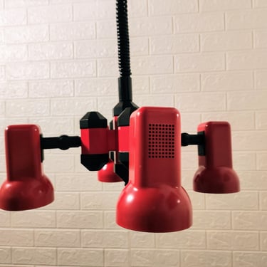 Vintage Adjustable Ceiling Light/ Reflector Light/ Red Light / Retro Reflector Light/ Old Pendant Light/ Hanging Light/ 70s /Yugoslavia 