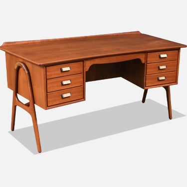 Svend A. Madsen Teak & Cane Desk w\/ Bookcase for Sigurd Hansen 