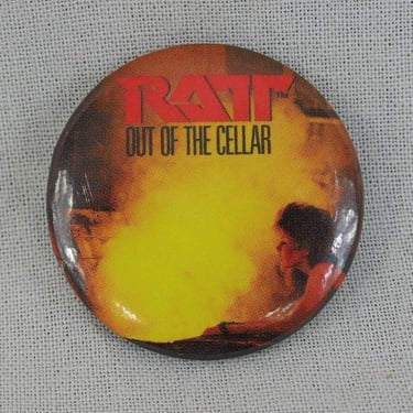 80s Ratt Pinback - Out of the Cellar - Official 1984 Licensed Pin Badge Button - Vintage 1980s - 1 1/4