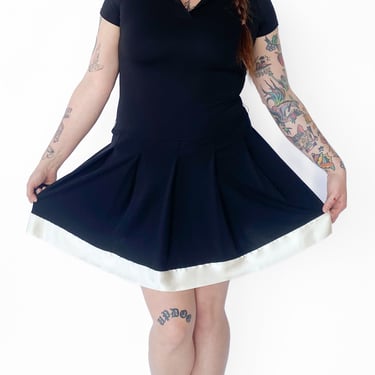 1990s Black Polo Dress, sz. XL