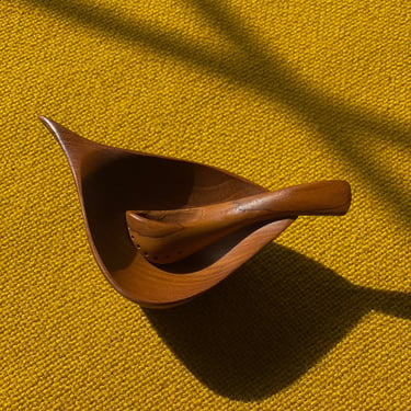 Emil Milan | Teak | Sculptural Salt Bowl & Spoon 