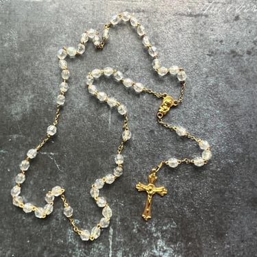 vintage rosary beads 1960s prism beads cross religious 