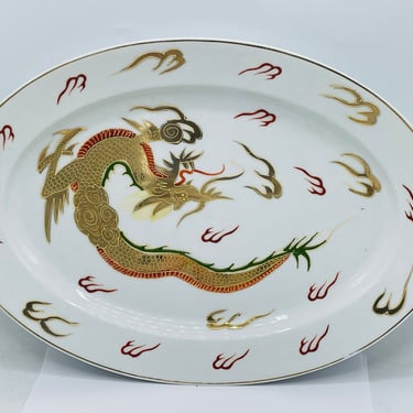 RARE Vintage Dragonware Large Platter Nippon Moriage Golden Dragon Japanese Mark- Excellent Condition 