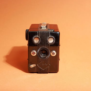 Vintage 30s Black Agfa Trolix Plastic Bakelite Box 14 120mm Film Box Art Deco Prop Camera 