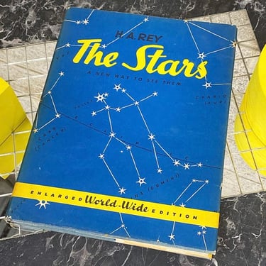 Vintage The Stars Book Retro 1960s Mid Century Modern + A New Way to See Them + H.A. Rey + Enlarged World Wide Edition + Chart of Heavens 