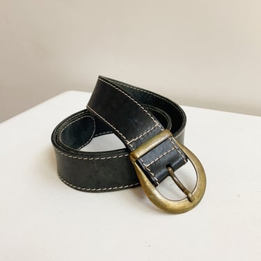 Black Leather Whipstitch Belt