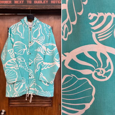 Vintage 1980’s “Michigan Rag” Seashell Design Hooded Beach Jacket, 80’s Surf, Vintage Clothing 