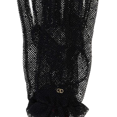 Valentino Garavani Women Black Mesh Vlogo Golves