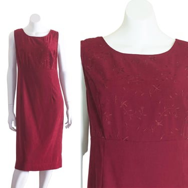 Vintage 1990s Burgundy Sleeveless Jumper Dress 