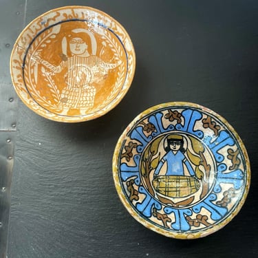 Two Islamic Nishapur Glazed Pottery Bowls