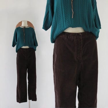 chocolate brown corduroy trousers - 29 - vintage y2k 90s womens cords pants straight leg 