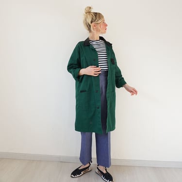 Vintage Green Black Duster Jacket | Utility Chore Shop Coat | Artist Smock | Work Jacket | S M 