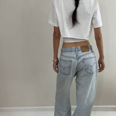 vintage Levi's  550 baggy faded light wash zipper relaxed fit tall Levis dad orange tab jeans size 35 x 33