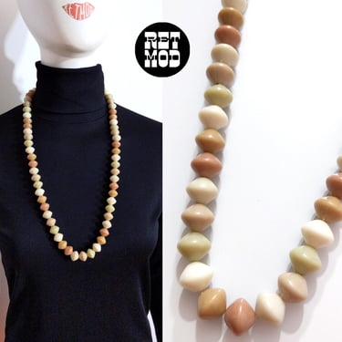 Lovely Vintage 70s 80s Shades of Neutral Beaded Necklace 