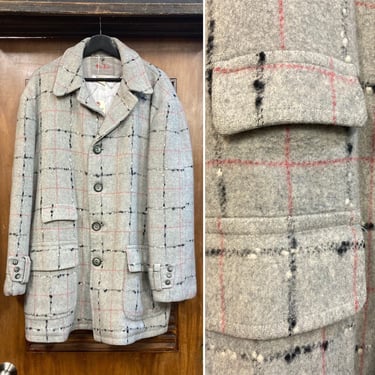 Vintage 1950’s Size XL “Sir Jac” Atomic Fleck Wool Coat Rockabilly Jacket, 50’s Jacket, 50’s Rockabilly Style, 50’s Coat, Vintage Clothing 