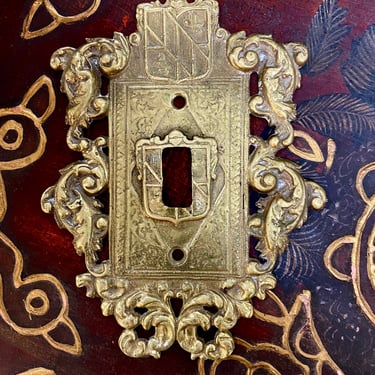 Vintage Brass Ornamental Wall Switch Plate 