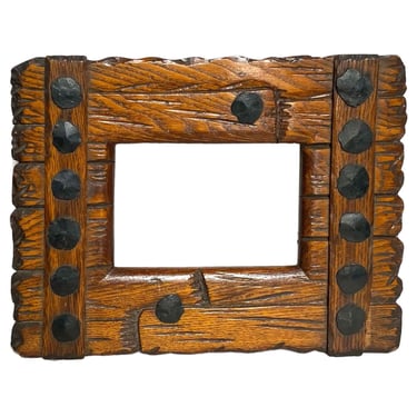 American Arts and Crafts Hickory Wood and Rosehead Nail Frame