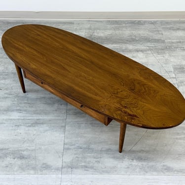 Broyhill Sculptra Mid-Century Modern Walnut Coffee Table With Two Drawers 