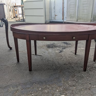 Mid Century Modern Mahogany Oval Inlaid Coffee Table 38.5 x 17