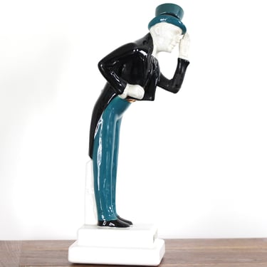 1968  I.W. Harper  “Bowling Man” Vintage Collectible Ceramic Decanter Made in Portugal 