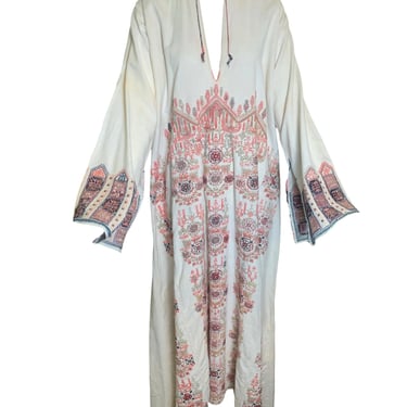 Traditional Syrian Mid 20th Century Hand Embroidered Full Length Tunic