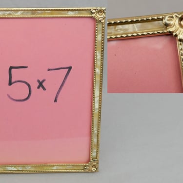 Vintage Picture Frame - Gold Tone Metal w/ Glass - Nice Corners and Trim - Tabletop or Wall - Holds 5