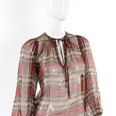 Chiffon Stripe Peasant Top