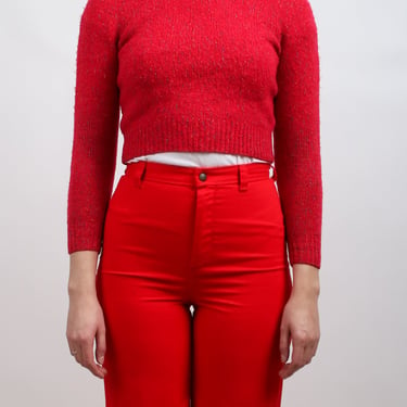 1960s Red Flecked Knit Turtleneck Sweater