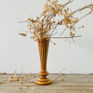 Vintage Brown Haeger Vase | Vintage Mid Century Brown Bud Vase | Brown Glaze Vase | Ceramic Vase | Wedding Vase | Art Deco Centerpiece 