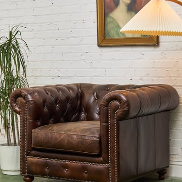 Leather Large Vintage Chesterfield Club Chair