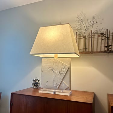 Vintage Lucite and Plaster Large Table Lamp - Abstract Modern - Free Shipping 
