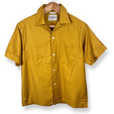 Vintage 1950s HARPER Embossed Bubble Print Sport Shirt ~ size M ~ Atomic Era ~ VLV ~ Elvis / Gene Vincent ~ Loop / Camp Collar 