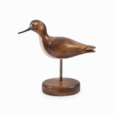 The Wooden Bird Factory Sandpiper Figurine Carving Handmade Vintage Solid Wood Sculpture K. Wood 