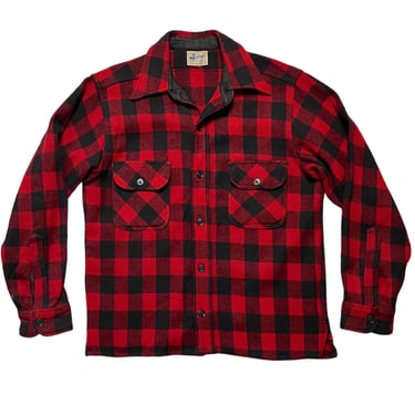 Vintage 1950s Wool Flannel Shirt ~ M ~ Buffalo Plaid ~ Gussets ~ Work Wear / Hunting ~ Overshirt ~ Julmor Apparel 