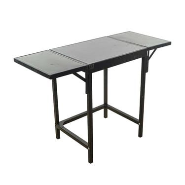 Black Steel Utility Table with Fold Out Extensions