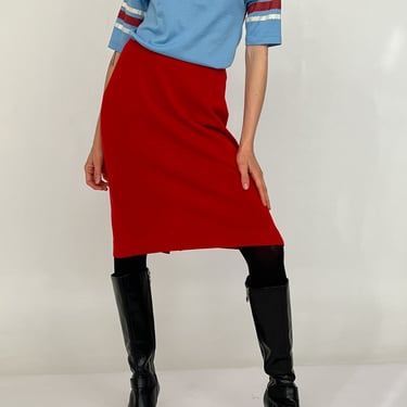 Donna Karan Red Knit Skirt (S)