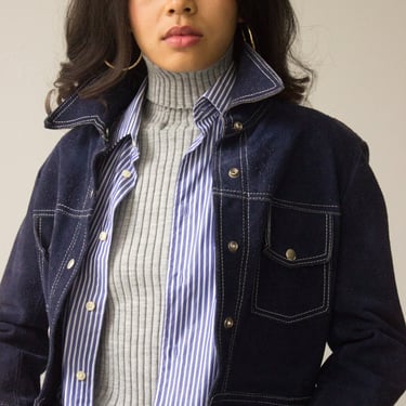 1970s Navy Blue Suede Cropped Jacket by waywardcollection