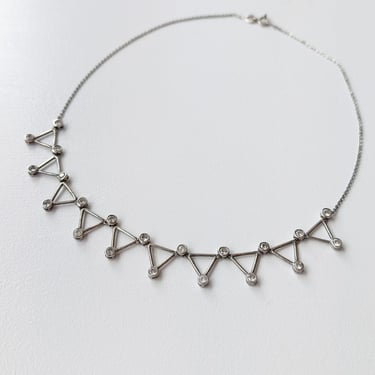 Sterling Rhinestone Bunting Necklace 