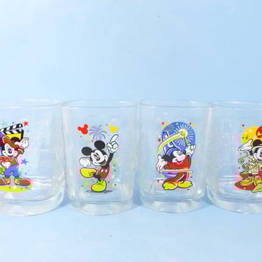 Vintage Mickey Mouse Commerative Glass Tumblers - McDonalds Disney Glass Tumblers 