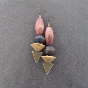 Oversized bold natural wooden earrings 55 